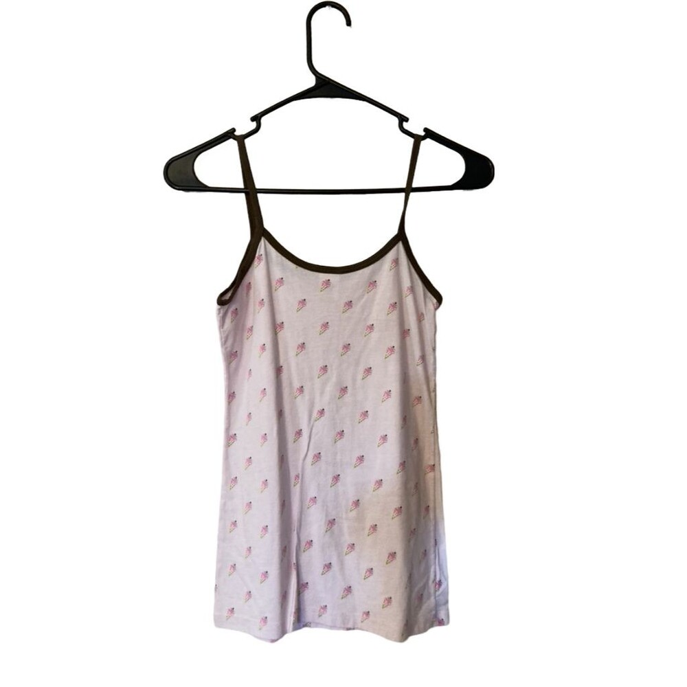 Vintage Tilt Ice Cream Pattern Cotton Tank Cami Top - size S